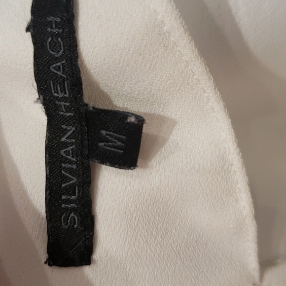 SILVIAN Heach Blouse White Women's Medium Gold Button at Wrist Size Medi… - Picture 3 of 9